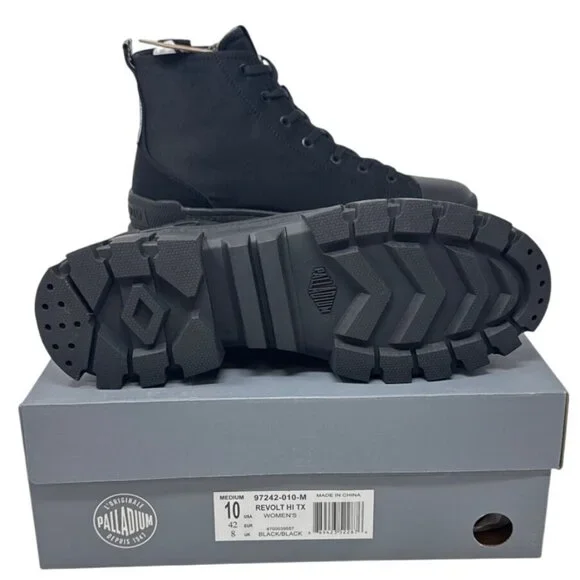 Palladium Women's Revolt Hi TX Boots Size 10 Medium 97242-010-M Black/Black Rugg - Picture 6 of 13